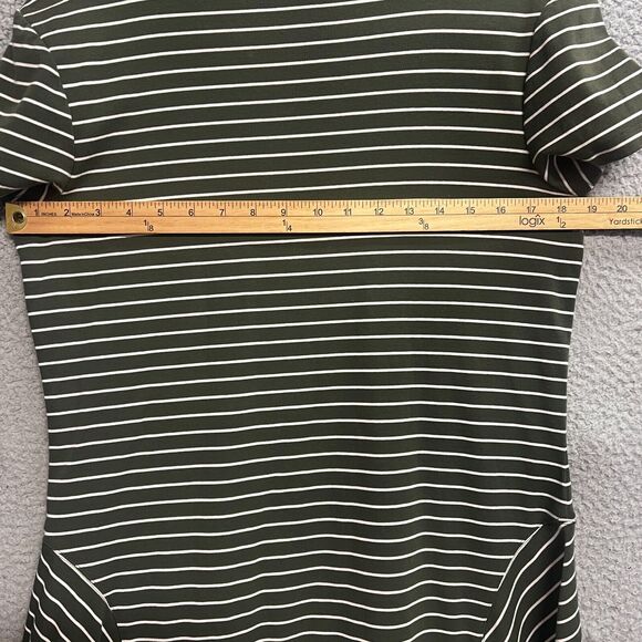 Lauren Ralph Lauren Black Label Dress Womens 12 Green Striped Knee Length Knit - Picture 6 of 11